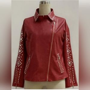 NWOT Red faux leather jacket